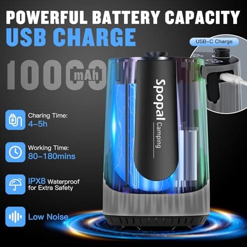Spopal 10000mAh Portable Camping Shower Pump for Camping Pet Washing,Silver — view 2