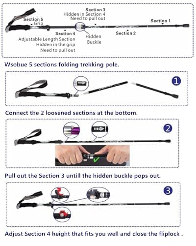 Trekking Pole, Collapsible Walking Hiking Stick for Men Women, Ultralight Aluminum Ski Pole with EVA Grip (Blue 1 Pack) — view 6