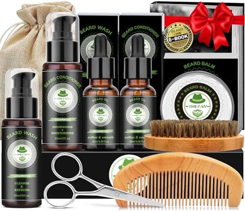 XIKEZAN Beard Grooming Kit for Men Gifts/Cedarwood-Soften,Soothe Beard