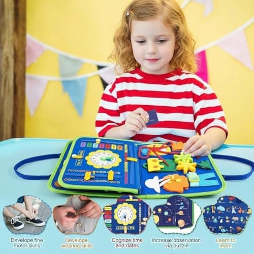 Boyfield Blue Busy Book 1+ Year Old Montessori Travel Toy for Kids (Blue) — view 4