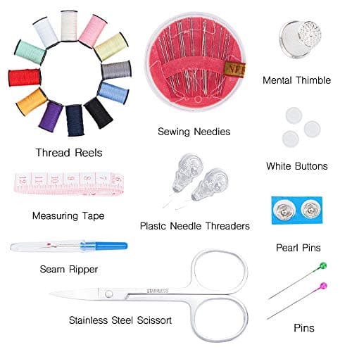 Mini Travel Sewing Kits, elloLife Small Basic Sewing Pack Supplies Accessories for Kid Children Adult Beginners for Home Travel Emergency with Needle Thread Mending Needles Scissors Thimble etc — view 2