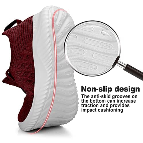 Feethit Men's Running Shoes Breathable Lightweight Comfortable Fashion Non-Slip Sneakers for Men, Burgundy, 9 UK — view 3