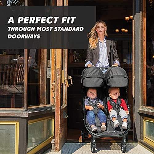 Baby Jogger City Tour 2 Double Travel Pushchair | Lightweight, Foldable & Portable Double Buggy | Pitch Black — view 2