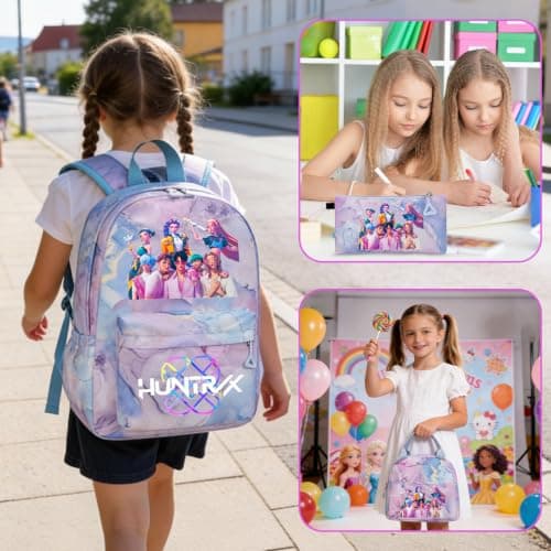 K Pop School Backpack, 3 Piece Set with School Bag Lunch Bag Pencil Case — view 5