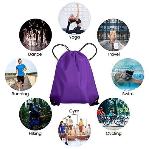 AKHTART Drawstring Bags, Unisex Swimming Bag, Large PE Bag, Sports Backpack, Waterproof Gym Sack - Suitable for School/Beach/Holidays/Travel/Swimming and Various Activities (Purple) — view 5
