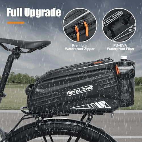 NDakter Bike Bags, 10L Bicycle Pannier Bag for Cycle Rear Rack Waterproof 3 in 1 Ebikes Trunk Bag, Reflective Electric Bike Saddle Panniers Bag with Shoulder Strap (10L EVA Hard Shell Waterproof) — view 4