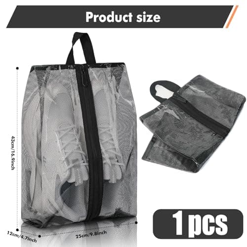 jwtyu 1 Piece Shoe Bags for Travel Black Shoe Bag Waterproof TPU Mesh Shoe Travel Bag with Zipper for Travelling or Home Storage — view 2