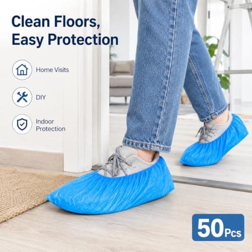 Qabonl 50 Pack Non-Woven Shoe Covers Disposable | Fits Up to Size 12 UK Men, Reusable, Boot Covers Non Slip, Breathable, Durable, For Indoors — view 4