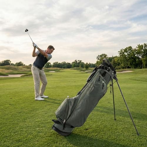 SPOTRAVEL Golf Stand Bag, Lightweight Golf Clubs Storage Bags with Adjustable Dual-Strap, 4-Way Top Divider & Foldable Bracket, Waterproof Golf Trolley Bag for Adults (Olive Green) — view 2
