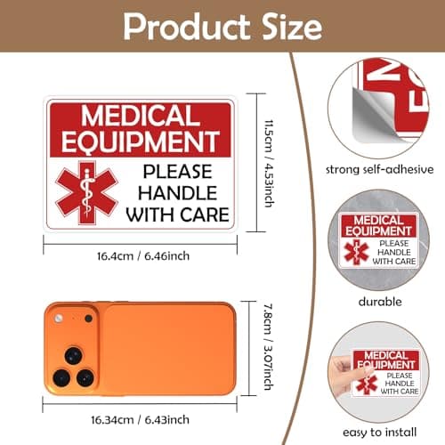 10PCS Medical Equipment Stickers Self-Adhesive Vinyl Decal Fragile Medical Equipment Inside Stickers for Hospital Nursing Travel Suitcase Backpack Carton Shipping Bags 6.5 X 4.5 in — view 2