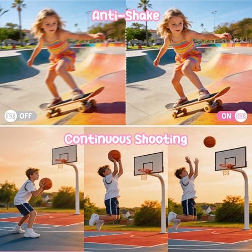 Digital Camera 1080P 44MP Vlogging Camera for Kids Teens, FHD Compact Portable Photo Camera with 2.4" Screen 16X Zoom, Anti-shake Mini Camera for Beginners Students Boys Girls-Pink（No SD Card) — view 5