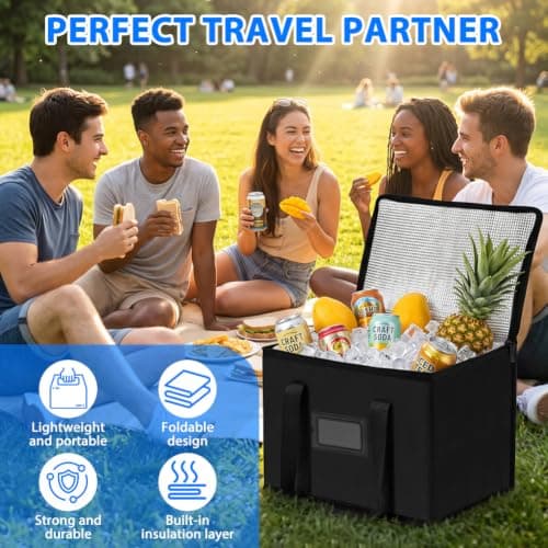 Alaoo 10L Foldable Insulated Bag for Food Travel Camping, Black, 28*17*20cm — view 5