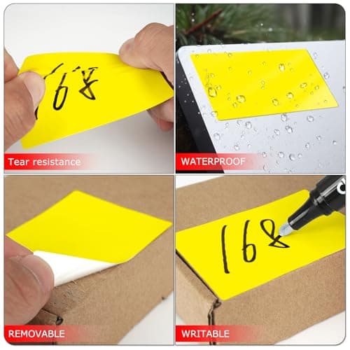Meitaat Yellow Rectangular Labels 75 x 50mm Colour Coding Stickers 500 Pcs — view 3