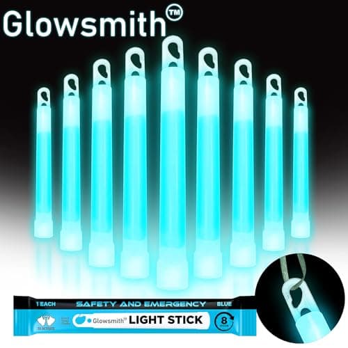 Glow Fever Glow Sticks Bulk, Emergency Safety Military 6'' Lightsticks, Light Up Ultra Bright With 8 Hours Duration For Hiking Party Camping Blackouts Hurricane Shelter Survival Kit (Blue, 10PCS) — view 2