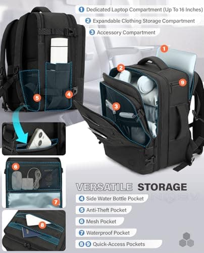 VANKEV 40x30x20 Expandable Ryanair EasyJet Eurowings Wizz Air Cabin Bag — view 3