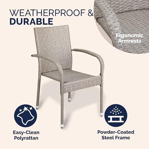 CASARIA® Garden Chairs Set of 4, Stackable Rattan Outdoor Dining Chairs — view 5