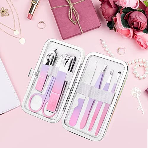 Manicure Set Women Nail Clippers Set Fashion Nail Care Tools, Professional Stainless Steel Pedicure Manicure Set with Travel Leather Girls Grooming Kits — view 6