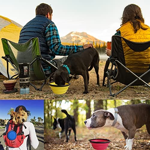 Collapsible Dog Bowl with Broom and Dustpan Foldable Pet Feeding Bowls for Cats Dogs 1000ML Large 34oz Expandable Silicone Food and Water Travel Bowl Cup Dish with Carabiner (black) — view 6