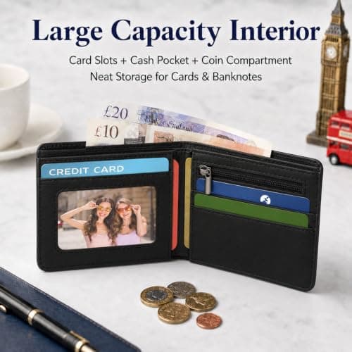 London is Calling Bifold Wallet, UK Landmark Print RFID Blocking PU Leather Purse, British Souvenir Wallet for Adults Teens Travel Gift — view 5