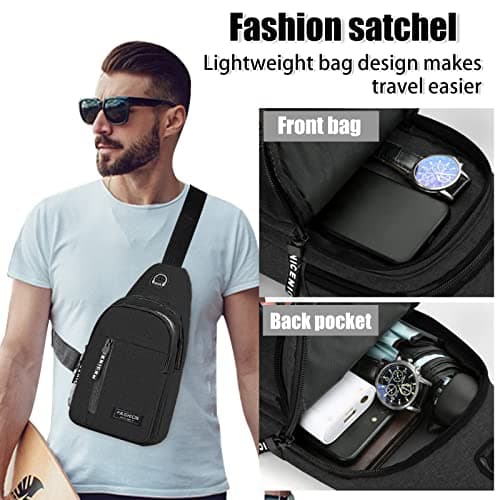 Yafe Small Shoulder Backpack, Lightweight Nylon Rucksack Bag, Black — view 4