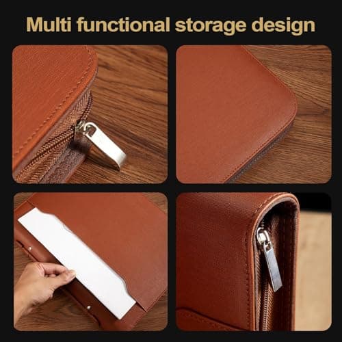 Expanding File Folder Organizer A4 Receipt Holder File Binder PU Leather — view 6