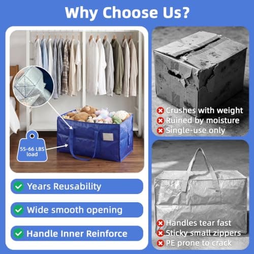 inreeme Heavy-Duty Moving Bags and 90L Large Storage Bags with Zips 4 Pack — view 4