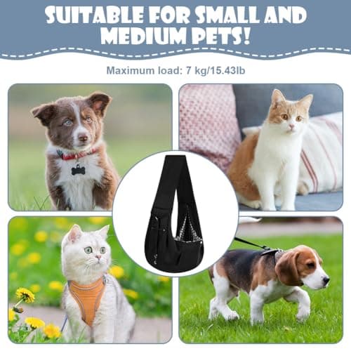 Adiwo Puppy Carrier, Dog Carrier Bag Shoulder Tote, Reversible Hands-free Dog Carry Sling for Small & Medium Dogs & Cats, Soft & Comfortable, for Outdoor Walking, Travel, Shopping — view 6