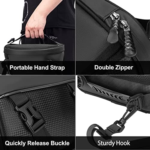 MOSISO Motorcycle Tail Bag Multifunctional Waterproof Saddle Bag, Black — view 3
