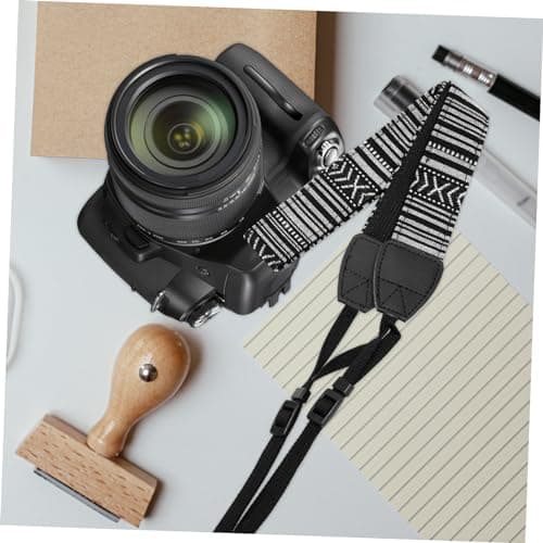 jojofuny Camera Strap Canvas Neck and Shoulder with Buckle Compatible with Most Dslr Cameras Black Comfortable Travel Safety — view 2