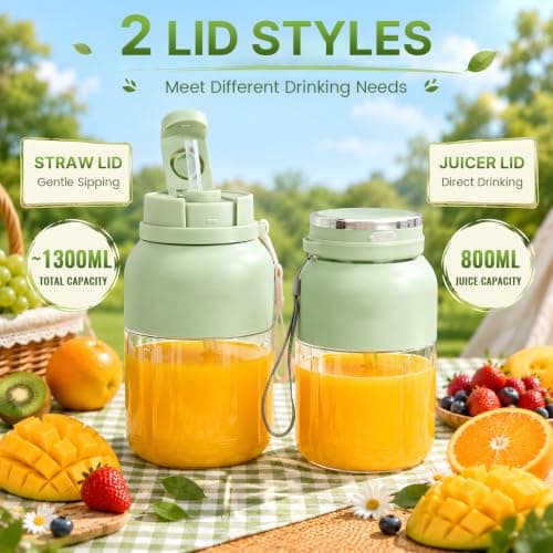Portable Wireless Juicer Cup, 38 Blades Large Capacity Portable Blender, Food-Safe Material, Freshly Juiced in 40s, Multifunctional Blender Bottle for Juices,Milkshake,Smoothie — view 4