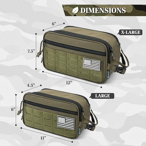 PAVILIA Tactical Toiletry Bag for Men, Water Resistant Molle Military Dopp, Olive, L, Military — view 6
