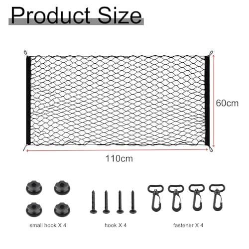 Cargo Net, 110*60 Nylon Cargo Net for van, Adjustable Elastic Car Boot Net — view 2