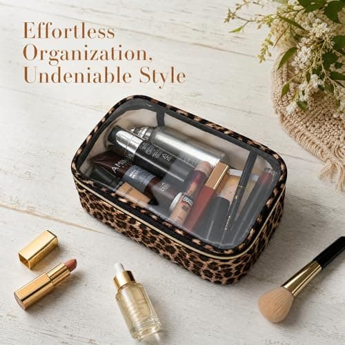 Makeup Bag for Women, Travel Makeup Bag Waterproof Transparent Cosmetic Bag Portable Organizer for Toiletries Skincare Makeup, Ideal for Travel, Business Trips, Gym & Daily Use — view 2