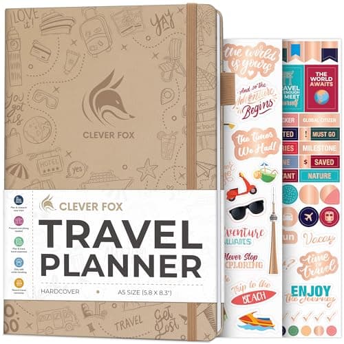 Clever Fox Travel Journal, Vacation Planner Organizer A5 Sandstone
