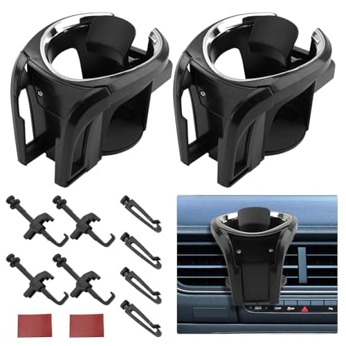 2PCS Car Cup Holder Mount,2-in-1 Air Vent Drink Phone Holder Stand (Silver)