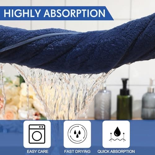 SmoothNovelty 4 Pack Bath Sheets 40 x 80 Inch Jumbo Extra Large Towels Set Oversized Quick Dry Coral Fleece Absorbent and Soft Lightweight Towels for Home Gym Travel Beach Spa Pool Hotel (Navy) — view 5