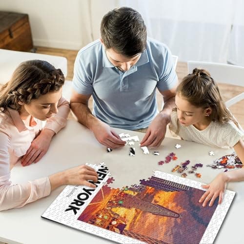 Flat Iron Building Travel Puzzle 1000 Pieces, Romantic City Break Scene, Interlocking Paper Pieces, Family Night Game for Home Décor Fans, 70x50cm/1000pcs — view 3