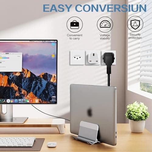 3-Pack UK to BRAZIL Plug Adapters Brazil Power Converter Grounded Universal Travel Adapter 3 Pin Brazil International Type N Plug (White) — view 5