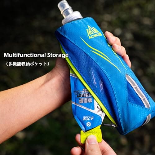 TRIWONDER Handheld Running Water Bottle with Hand Strap Collapsible Soft Flask for Runners Leakproof Hydration Pack Carrier for Jogging Hiking (Black - 500ml) — view 6