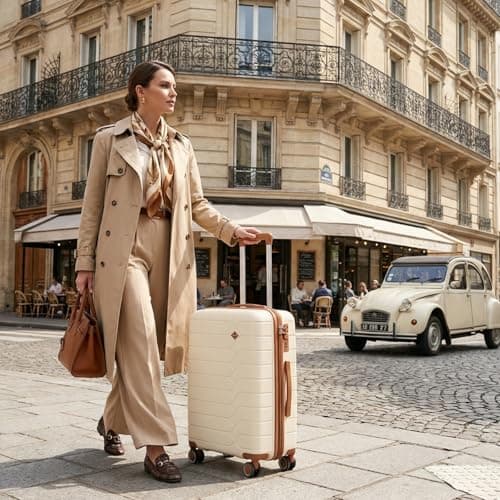 H.yeed Cabin Suitcase 55x40x20cm Cabin Luggage 20 inch Hard Shell Suitcase PP Lightweight Carry On Luggage with Spinner Wheels Approved for Ryanair EasyJet (Beige, 20 inch) — view 2