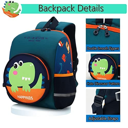 XNDZ Toddler Backpack for Nursery Kids Children Dinosaur Backpack with Chest Strap Kindergarten School Bag Outdoor Rucksack for 3-6 Years Boys Girls — view 3