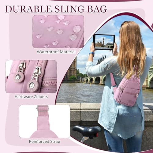 Zuimei Sling Bag Chest Bag for Women Men Waterproof, Light Purple — view 6