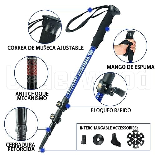 2-Pack Walking Sticks for Women and Men,Telescopic Trekking Pole for Hiking — view 2