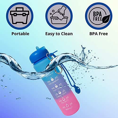 Motivational Water Bottle with Time Markings - 0.6 Litre Foldable Collapsible Gym and Sports Silicone Water Bottle - Running Drinks Bottle For Women, Men, Girls, Boys, Cycling, Hiking, Travel — view 4