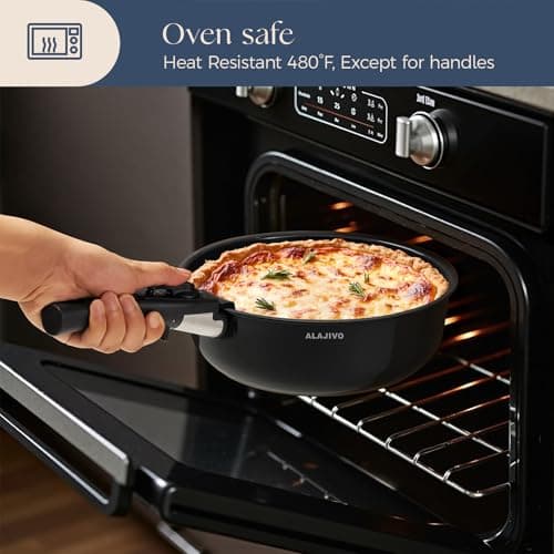 Non Stick Pots and Pans Set 17 Piece, Induction Hob Pan Set with Removable Handle, Kitchen Stackable Ceramic Cookware Sets, Frying Pan Saucepan Saute Pan with Lids, Suitable for All Hob Types — view 6