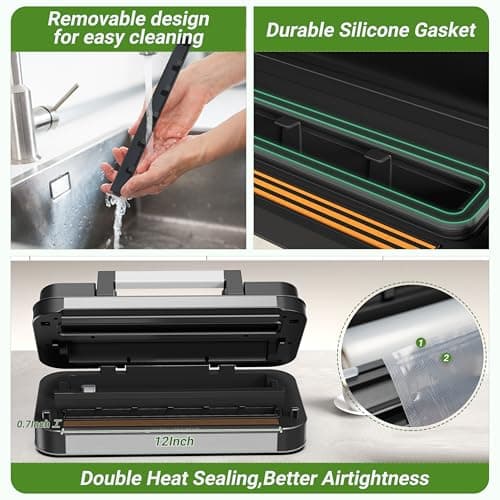 95kPa Vacuum Sealer Machine, Dual Pump, Vacuum & Inflate, Double Heat Seal — view 6
