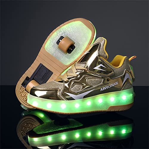 Rolltongoz Boys and Girls LED Roller Skates Shoes with Double Wheels Trainers Technical Retractable Skateboarding for Kids Light up Shiny Luminous Sneakers Best Gift Party Birthday Christmas Day — view 3