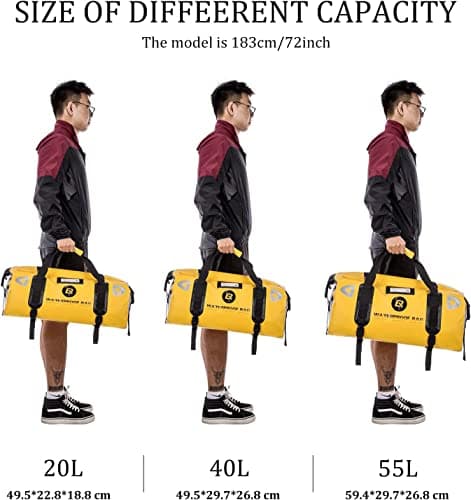 ROCKBROS Multifunctional Motorcycle Saddle Bag 100% Waterproof Travel Bag Tail Bag Luggage Roll with Shoulder Straps Saddlebags Yellow 55L — view 6