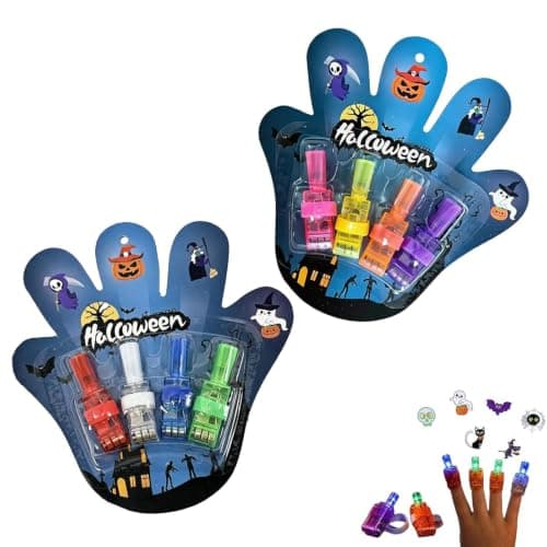 Halloween Finger Projector Rings, LED with Spooky Halloween Patterns (8pcs)