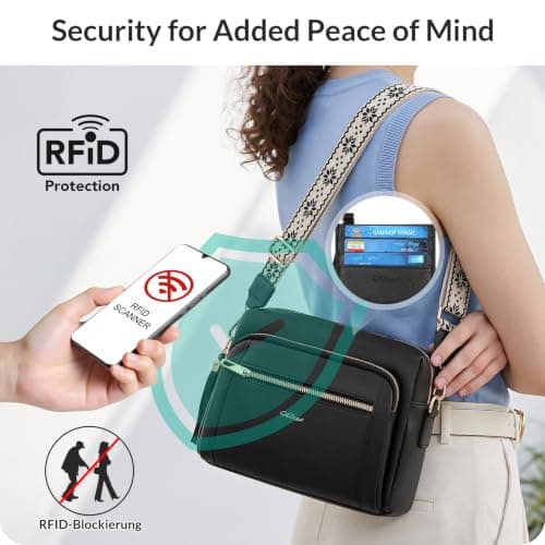 HILAEX Crossbody Bags for Women Anti-Theft Function, 26 x 10 x 20 CM Black — view 3